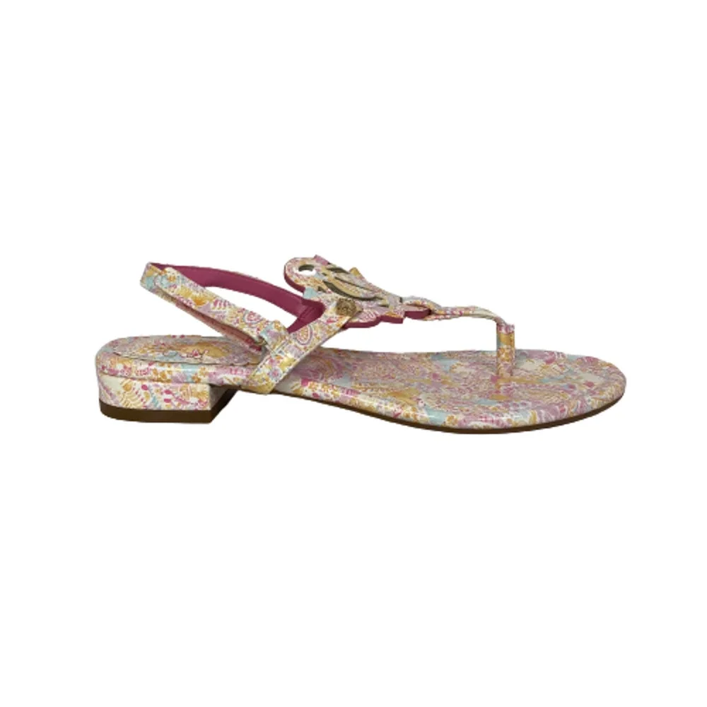 Crown & Ivy Sandals‎ Girls Sz 2 Wylie Pink Yellow Paisley Thong NEW